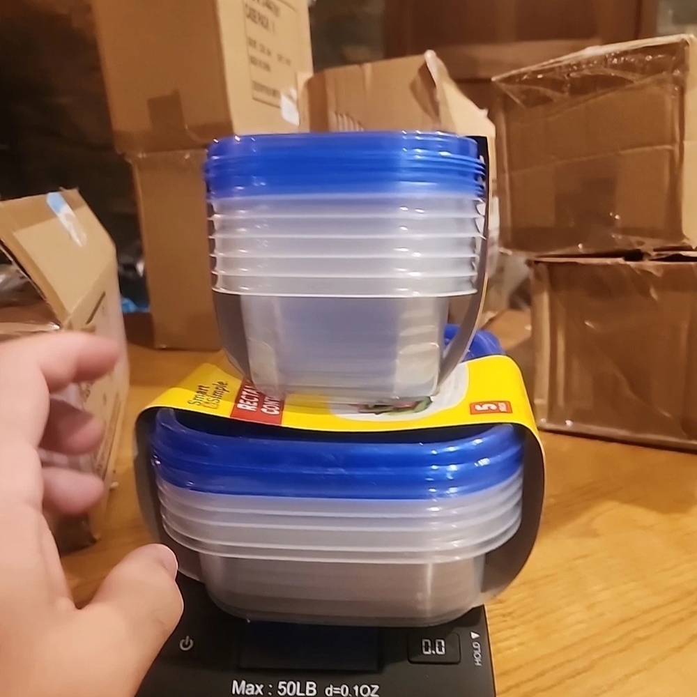 Smart & Simple Rectangular Containers with Blue Lids - Picture 2 of 3